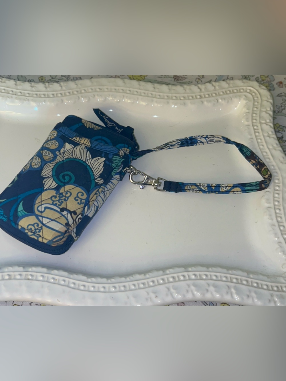 Vera Bradley cell phone or ID wristlet in the retired Mod Floral Blue pattern
